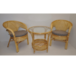 Ratanová sedací souprava Kina medová polstr šedý melír