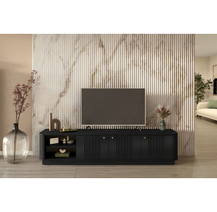 VESPER RTV 187 3D - černý MDF / černý MDF / zlaté úchyty / sokl
