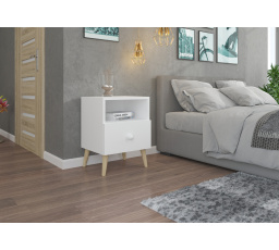 Noční stolek se zásuvkou LOGAN White