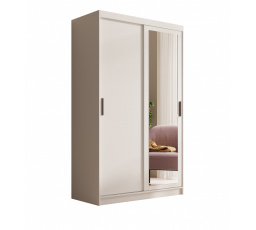 Šatní skříň s posuvnými dveřmi a zrcadlem Hailey 120 Bílá+Bílá