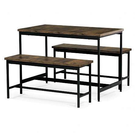 Jídelní set s 2 lavicemi, 110x60x75cm, mdf, old wood, AUT-G1175 OLW