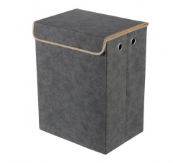 Koš látkový - skládací s víkem, vysoký, šedý