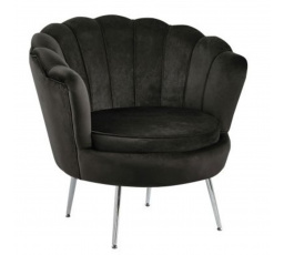 Křeslo velvet černé /nohy stříbrné/ LC-032-1