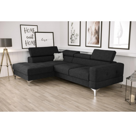 Rohová sedací souprava TOSCANIA MINI s funkcí spaní 170x250 cm - černá , levá