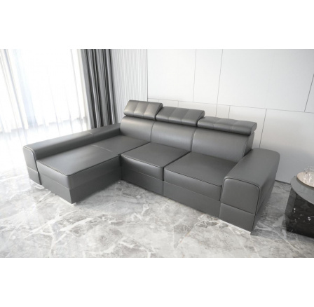 Rohová sedací souprava ROYAL přírodní kůže 295x185 - šedá kůže , levá