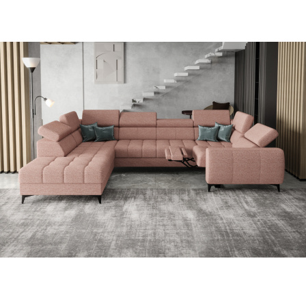 Rohová sedací souprava PORTO MAX I , relax 225X350X193 cm - levá, růžová