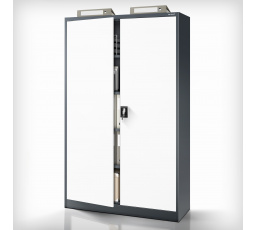 Kancelářská kovová skříň na dokumenty antracitovo-bílá JAN II, 1150 x 1850 x 400 mm