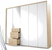 Šatní skříň NICEA 255 se zrcadlem, Bílá + Dub Artisan