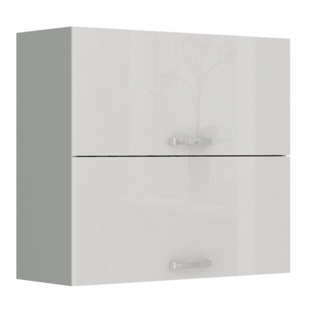 Kuchyňská horní skříňka BOLZANO 80-GU-72-2F, Bílý lesk/Šedá Kuchyňská horní skříňka BOLZANO 80-GU-72-2F, Bílý lesk/Šedá
