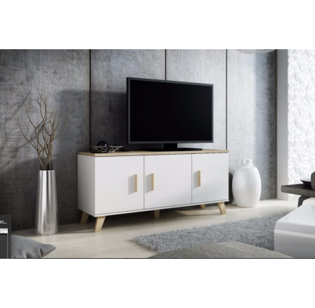 Komoda LOTTA 150 3D, Bílá/Dub sonoma