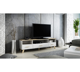 TV komoda LOTTA 180 (3S3K), bílá / dub sonoma