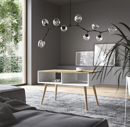 Konferenční stolek SANA 90x50 Bílý+Craft Zlatý