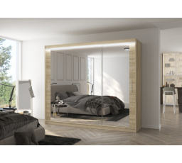 Posuvná skříň se zrcadlem a LED osvětlením CHESTER 250 Sonoma+Sonoma