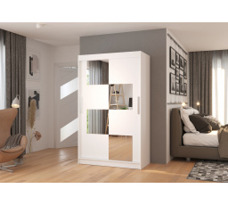 Posuvná skříň se zrcadlem LUGANO 120 Bílá+Bílá