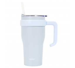 Termohrnek s uchem a brčkem Miami 600ml bílý