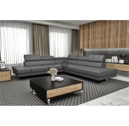 Rohová sedací souprava EMPORIO MAX 300 x 300 přírodní kůže - Šedá kůže