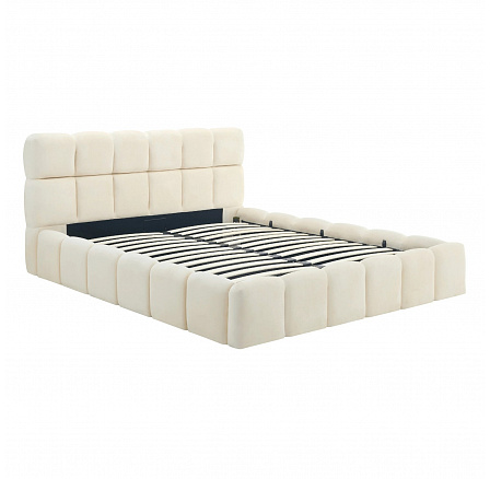 Postel 160x200 MURCJA s Úložným Prostorem Krémová Sametová
