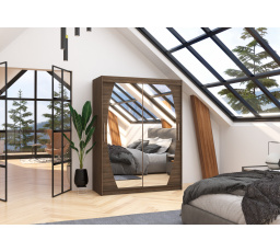 Posuvná skříň se zrcadlem ALEN 150 Choco+Choco