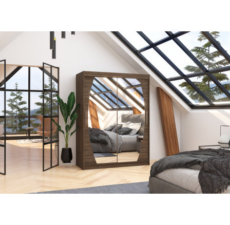 Posuvná skříň se zrcadlem ALEN 150 Choco+Choco