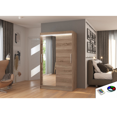 Posuvná skříň se zrcadlem a LED osvětlením BARIO 120 Truffle+Truffle