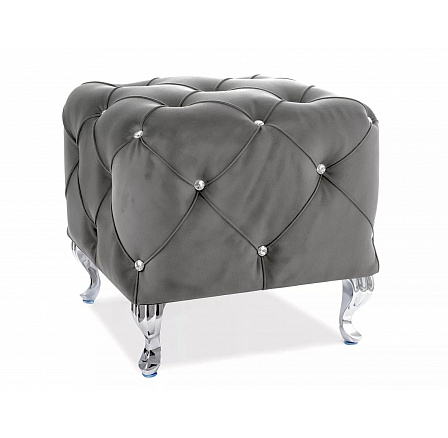 Taburet HESTIA K VELVET, šedý BLUVEL 14/stříbrná