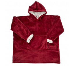 Široká zateplená mikina/snuddie s kapsou červená