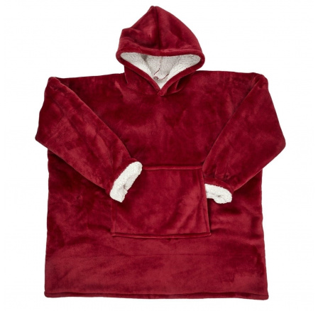 Široká zateplená mikina/snuddie s kapsou červená