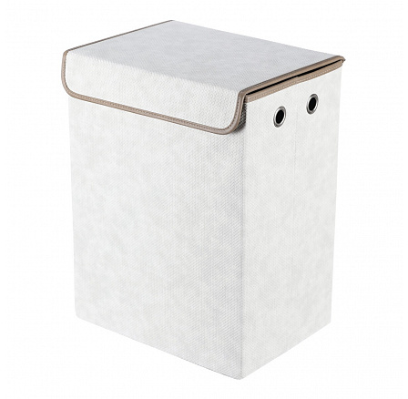Koš látkový - skládací s víkem, vysoký, krémový