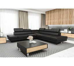 Rohová sedací souprava EMPORIO MAX 300 x 300 přírodní kůže - černá kůže