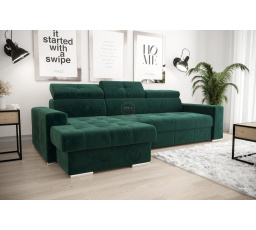 Rohová sedací souprava s funkcí spaní MARGO 160x250 - zelená , levá