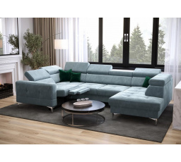 Rohová sedací souprava TOSCANIA MAX I , relax s funkcí spaní 170x350x185 cm - modrá , levá