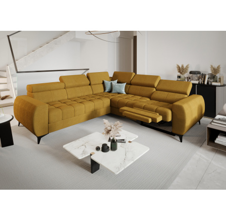 Rohová sedací souprava PORTO II , relax 255X258 cm - žlutá , pravá