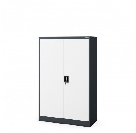 Kancelářská kovová skříň na dokumenty KEVIN, 900 x 1400 x 400 mm, antracitově-bílá