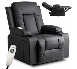 Rozkládací Masážní Křeslo BOX Černá Ekokůže