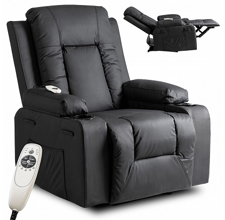 Rozkládací Masážní Křeslo BOX Černá Ekokůže