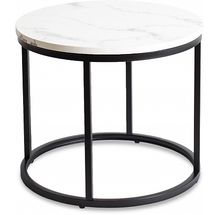 Stolek CONNY Bílý Mramor/Černý