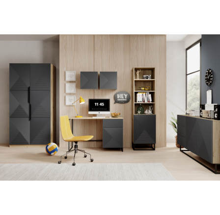 Psací stůl Asha 120, artisan / rivier stone mat / černý rám