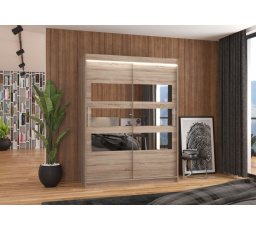 Posuvná skříň se zrcadlem a LED osvětlením FLORENTO 150 Truffle+Truffle