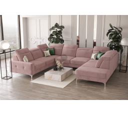 Rohová sedací souprava MALIBU MAX I 260x350x220 cm - růžová, Levá strana