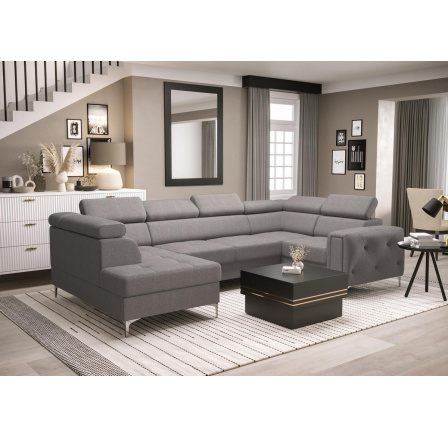 Rohová sedací souprava ORION MAX II s funkcí spaní 165x350x185 cm - šedá , pravá