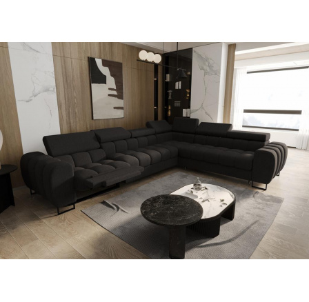 Rohová sedací souprava ASPEN MAX , relax průměr 30x260 cm - černá , pravá