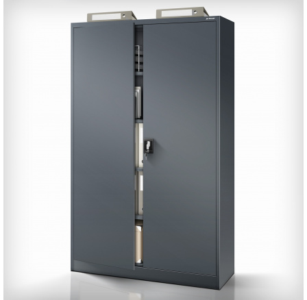 Kancelářská kovová skříň na dokumenty antracitová JAN II, 1150 x 1850 x 400 mm Kancelářská kovová skříň na dokumenty antracitová JAN II, 1150 x 1850 x 400 mm