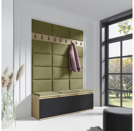 Předsíňová stěna EMI 6, Trinity 27/Artisan + Černá Předsíňová stěna EMI 6, Trinity 27/Artisan + Černá