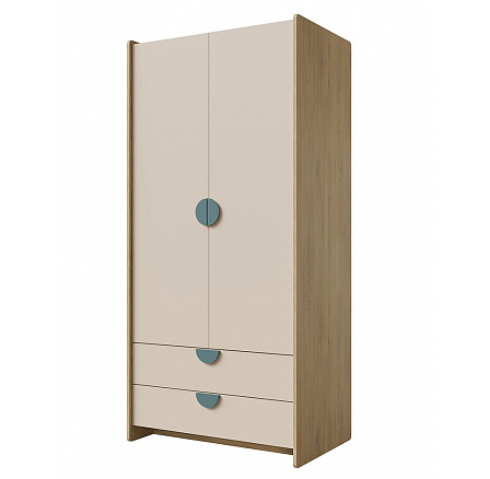 Skříň Leya R2 dub cremona/macadamia/mořská modrá