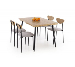 Jídelní stůl sada DICKY, přírodní / černá / šedá