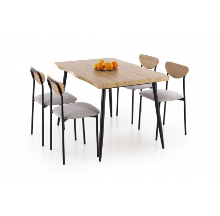 Jídelní stůl sada DICKY, přírodní / černá / šedá