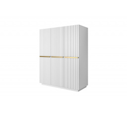 Šatní skříň Nicole, bílá matná / zlaté úchytky