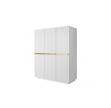 Šatní skříň Nicole, bílá matná / zlaté úchytky