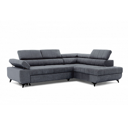 Rohová sedačka Dragonis L s funkcí spaní / Ditra New 15 / černé nohy / pravá strana