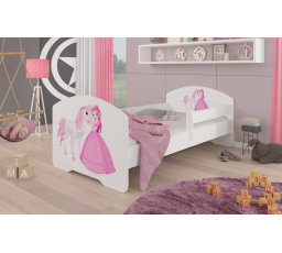 Postel s matrací a zábranou PEPE PRINCESS AND HORSE 160x80 Bílá